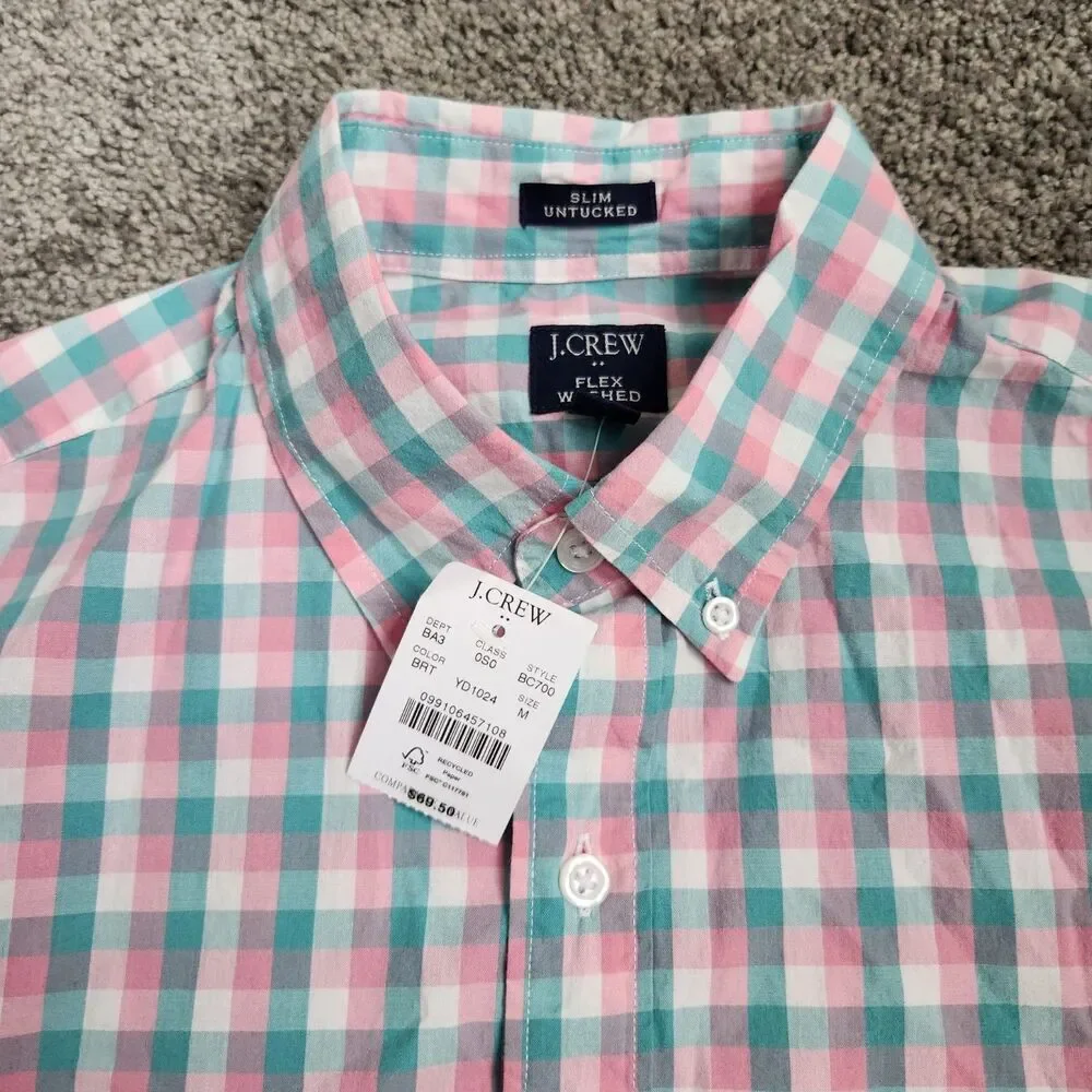 J. Crew NWT Flex Washed Slim Untucked Button Down Shirt Medium Office Prep